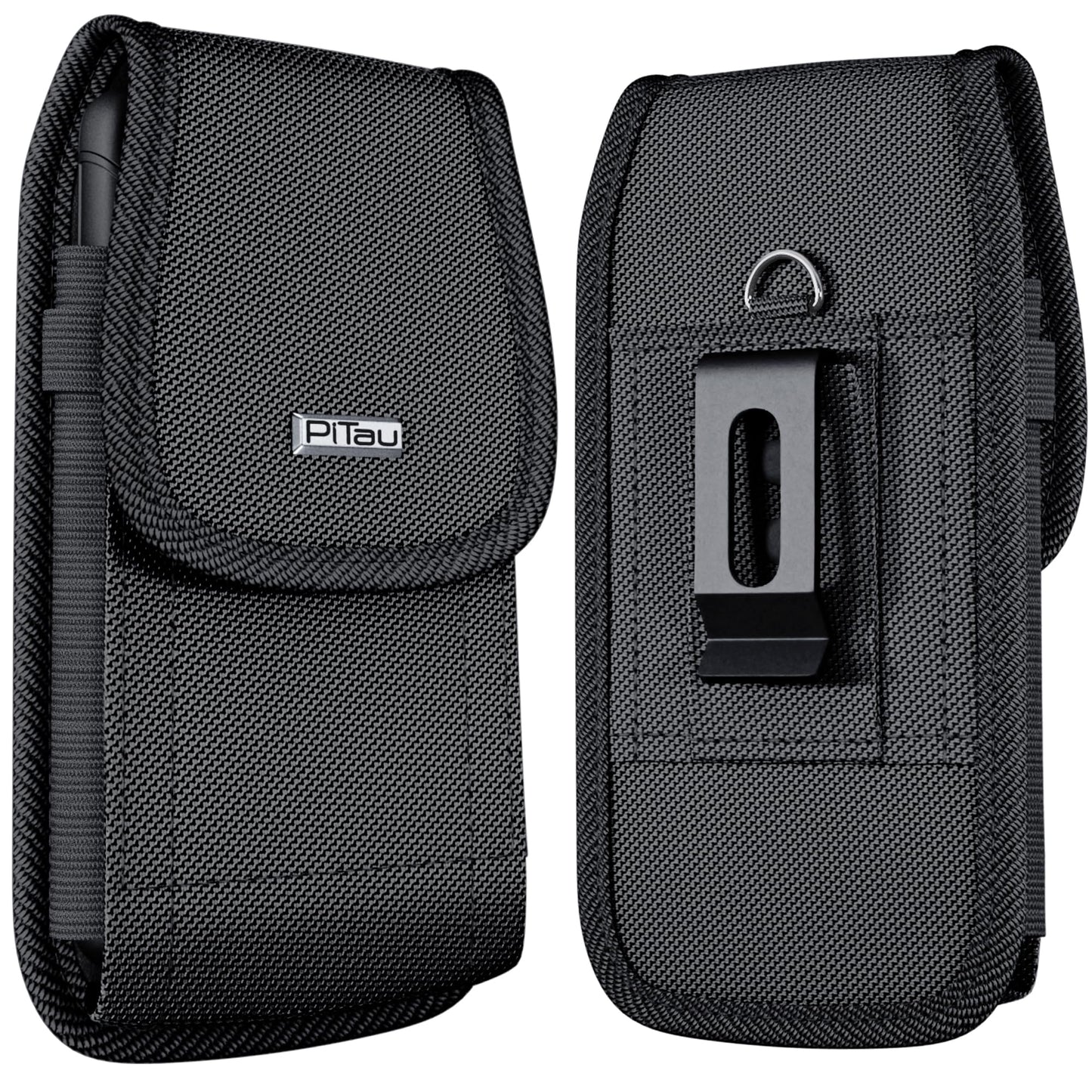 PiTau Holster for Samsung Galaxy Ultra S26 S25 S24 S23 S22 5G, Google Pixel Pro 7 8 9, Nylon Cell Phone Belt Holder Case with Clip, Pouch Fits Protective Cover, Extra Large, Black