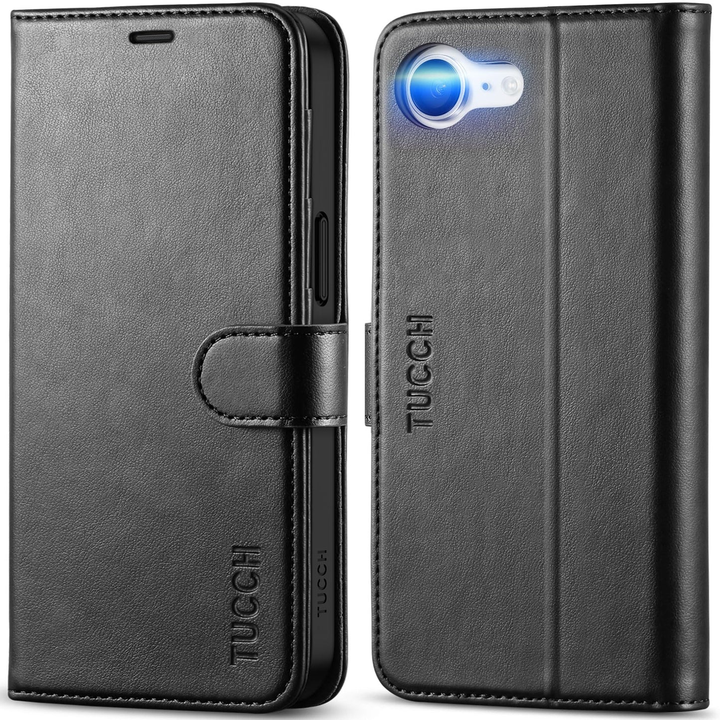 TUCCH Wallet Case for iPhone 17e/16e, [RFID Blocking] 4 Card Holder Kickstand [Shockproof TPU Inner Case] PU Leather Magnetic Closure Protective Cover for iPhone 17e 2026/16e 2025 6.1", Black