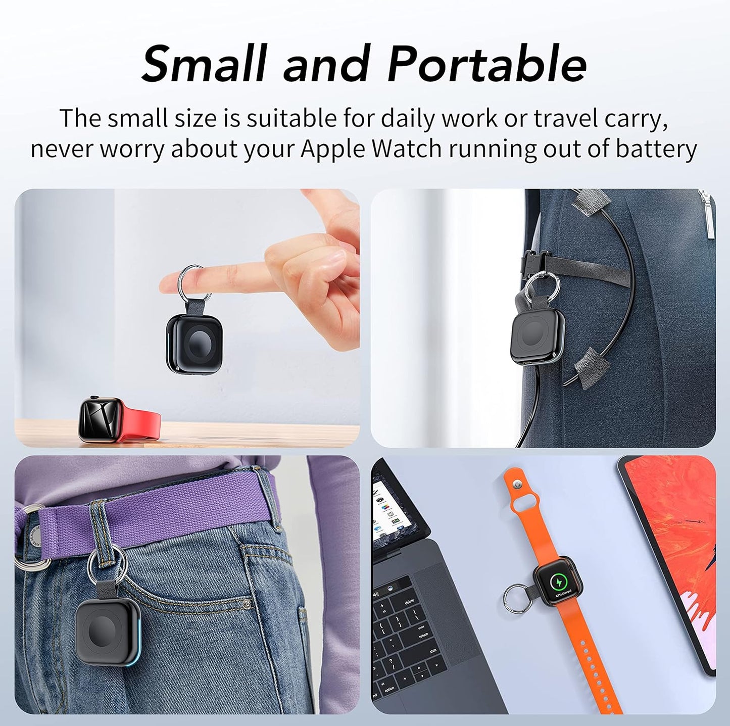 HUOTO Portable Charger for Apple Watch,Wireless Magnetic iWatch Charger 1200mAh Power Bank Travel Keychain Accessories Smart Chargers for Apple Watch Series 11/10/9/8/7/6/SE/5/4/3/2/1/UItra/UItra 2