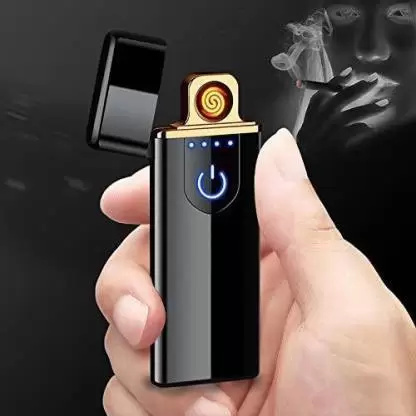 USB Rechargeable Touch Electric Lighter | Windproof & Flameless | Buy Online in India front  image 
