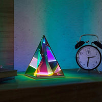 Colorful Table lamp Acrylic 3D Art Pyramid Night lamp Creative Acrylic Light Bedside Table Creative Lighting USB Glow lamp 3D Night Light Pyramid Desk lamp for Bedroom Decorative