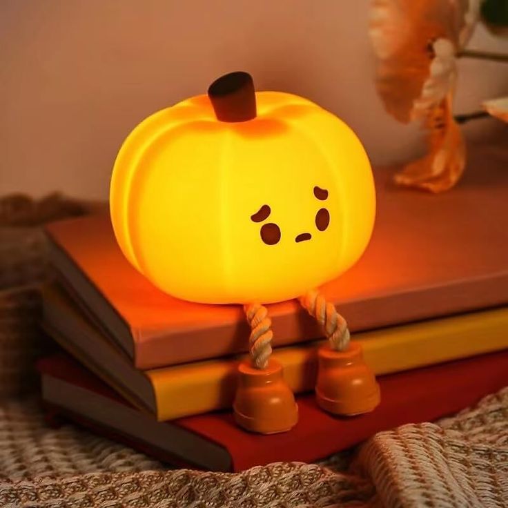 Pumpkin Night Light, 3 Level Dimmable LED Nursery Nightlight,Cute Bedside Lamp for Kids, Rechargeable Pumpkin Lamp for Girls Boys Room Decor , Silicone Baby Kids Night Light