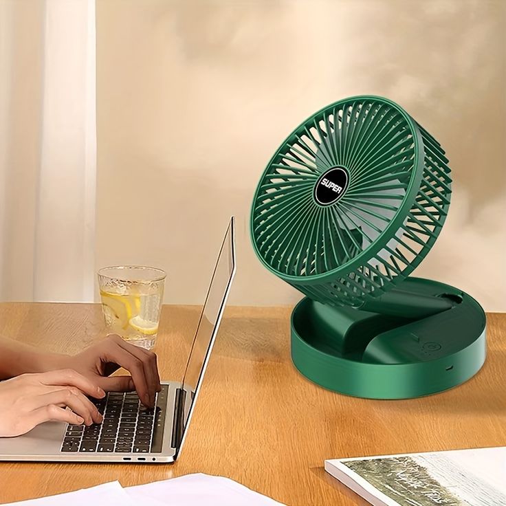 USB Desk Fan, Mini Desk Folding Fan, 3 Fan Speeds  Adjustable Height Angle, Battery USB Powered Silent Small Table Fan for Bedroom Office Outdoor