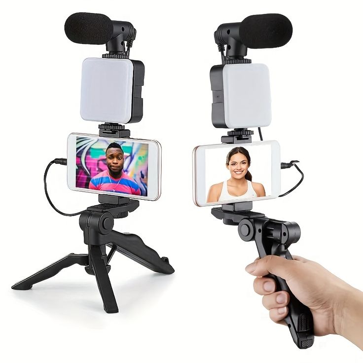 Smartphone Microphone Light Kit Portable Mobile Phone Tripod Fill Light Microphone Set For Live Broadcast